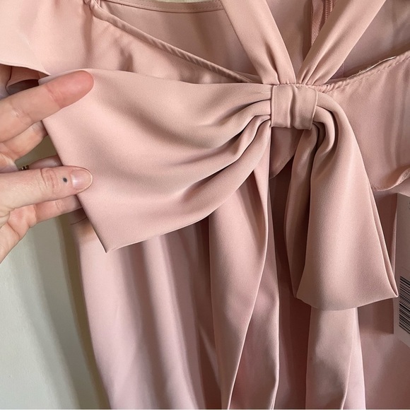 JAY GODFREY Pink Mini Dress Ruffle and Bow Details Off the Shoulder NWT - Picture 14 of 16